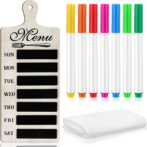 <span class=keywords><strong>Tableau</strong></span> de planification de menu en bois pour cuisine avec 7 marqueurs et serviette, planificateur hebdomadaire <span class=keywords><strong>mural</strong></span> pour salle à manger et décoration intérieure - Product Image 5