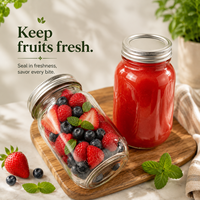 Frasco de Vidrio Transparente de Gran Capacidad con Tapa Hermética, Frasco Mason de Grado Alimenticio para Almacenamiento de Frutas, Jugos y Bebidas