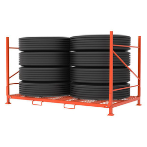 4 Tier Heavy Duty Pallet Stack Tyre Racking Adjustable Powder Coated <b>Metal</b> Steel Tire Storage Rack for Warehouse Car Storage - Product Image 3