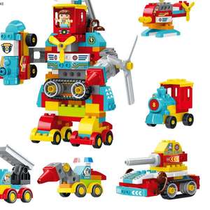 Ensemble de blocs de construction ABS : Fusée spatiale / Vue sur la ville / Robot transformable – Jouets éducatifs en briques DIY - Product Image 1