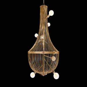 Lampadario moderno semplice della scala del lampadario della villa di lusso oro lustre alte lampade per il soggiorno della scala del ristorante decorativo - Product Image 6