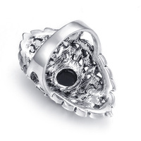 Nouvelles bagues en pierre noire pour femmes, style rétro, argent tibétain vintage, bague de fiançailles de mariage, bijoux, cadeau en cristal