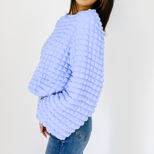 2024 Mới Giản Dị Kiểm Tra Bánh Mì Rãnh Vải Của Phụ Nữ Dài Tay Thời Trang Màu Trắng Áo Sơ Mi Lỏng Lẻo Của Phụ Nữ Hàng Đầu - Product Image 1