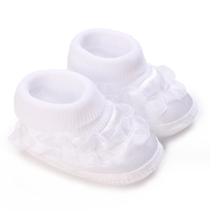 Chaussures de baptême pour bébé nouveau-né en coton blanc doux et pur, chaussures pour tout-petits - Product Image 4