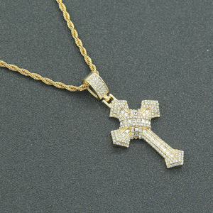 Hot Selling Hiphop Style Alloy <b>Cross</b> Pendant Necklace Cool Personalized Stainless Steel <b>Chain</b> Men's Necklaces Wholesale Jewelry - Product Image 1