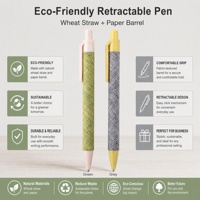 Pulpen Klik Tabung Kertas Bambu Motif Kain 1.0mm Logo Custom Ramah Lingkungan Unik Hadiah Promosi Kantor Sekolah