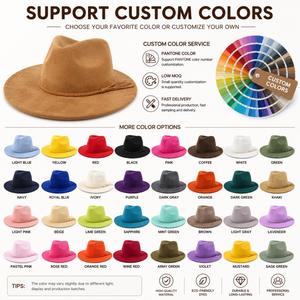 Sombrero Fedora de Ala Ancha Personalizado para Mujer, Sombrero Estilo Ranchero de Gamuza Sintética, Sombrero Boho Occidental de Moda con Logotipo - Product Image 6