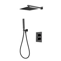 Mitigeurs de douche encastrés carrés en laiton noir mat de conception contemporaine Nouvelle vanne thermostatique en céramique pour eau chaude et froide polie