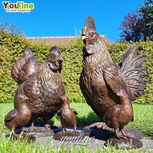 Estatua de gallo grande de bronce para exteriores, escultura de Metal para jardín, Patio - Product Image 3