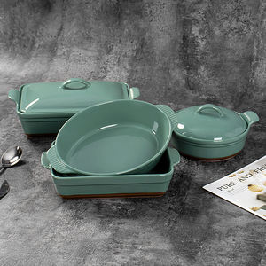 Bandeja para <span class=keywords><strong>Hornear</strong></span> de Cerámica de Color Sólido con Tapa, Apta para Calentar <span class=keywords><strong>en</strong></span> el Horno Doméstico. - Product Image 2