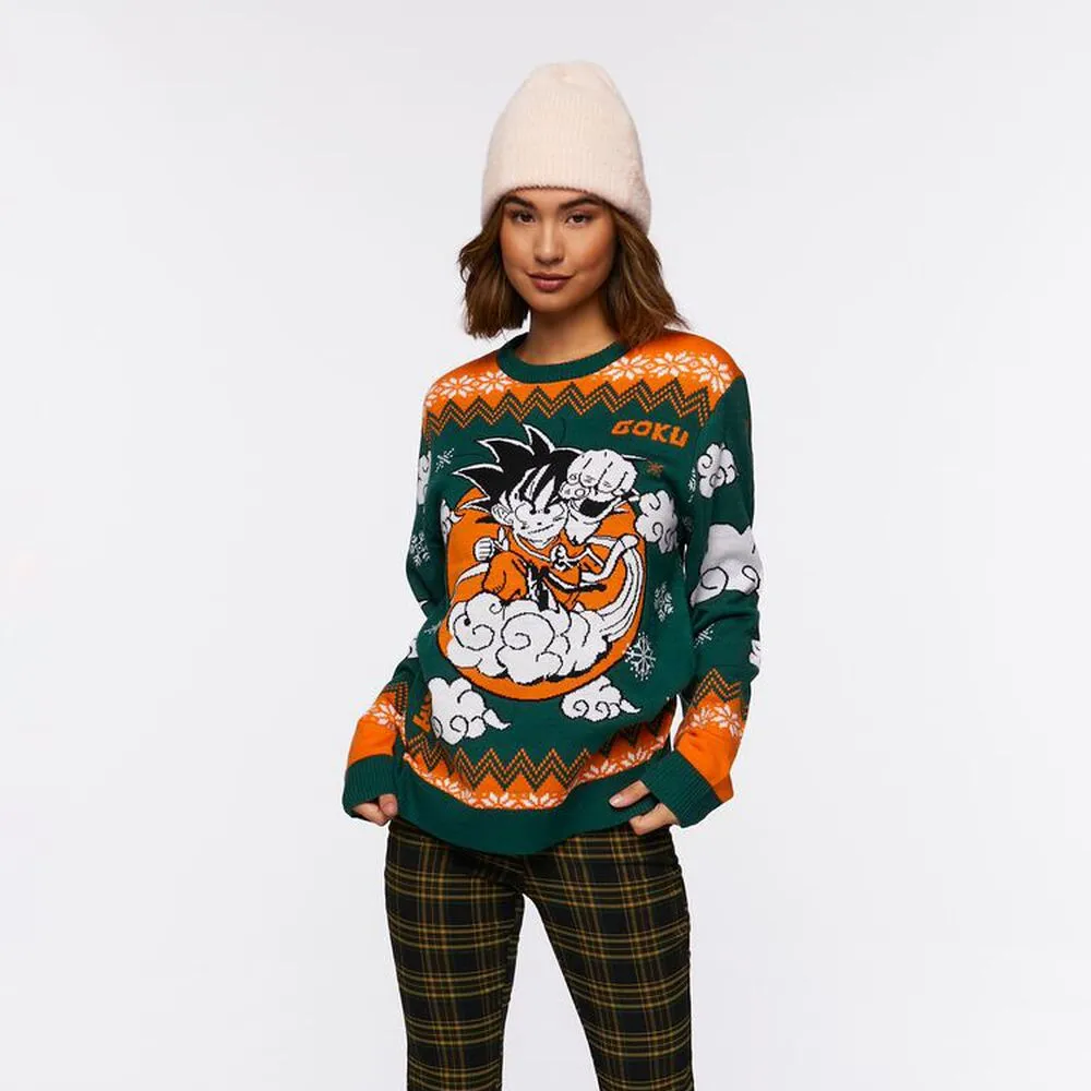 New Fashion Crew Neck Knitted Winter Men Clothes Long Sleeve Jacquard Pullover Knitwear OEM Goku Christmas Graphic Sweater