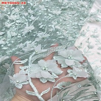 Chine fabricant brodé Floral 3d fleur dentelle tissu pour robe de soirée de mariage Tulle élégant perles perlé dentelle tissu