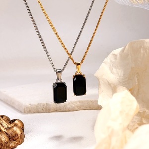 จี้อัญมณีสีดำนิลสีดำหรูหราเครื่องประดับทำจากสแตนเลส18K จี้หินธรรมชาติสไตล์บูติก - Product Image 5