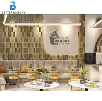 Comptoir de Bar en Marbre pour Boulangerie Personnalisé, Vitrine de Boulangerie en Verre avec Éclairage pour Présentation de Sucreries