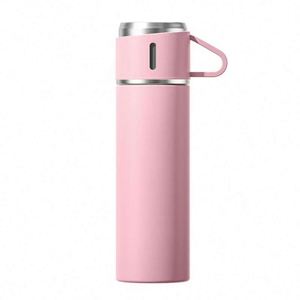 500ml/16.9oz Stainless Steel Thermo Vacuum Insulated Water <b>Flask</b> Silicone Cup for Coffee <b>Hot</b> and Cold <b>Drinks</b> - Product Image 1
