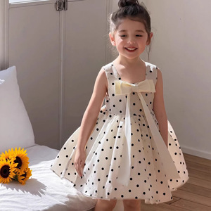 Vestito Estivo per Bambine con Fiocco e Pois all'<span class=keywords><strong>Uncinetto</strong></span>, Senza Maniche, per Feste, Disponibile all'Ingrosso - Product Image 4