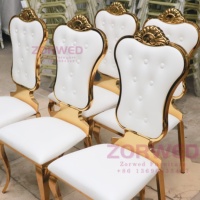 Chaises de mariage empilables en métal doré de luxe pour événements et salons, mobilier d'hôtel commercial, vente en gros à prix réduit