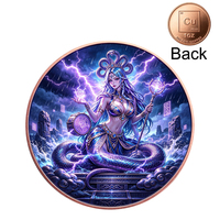 Pièce de monnaie personnalisée en cuivre pur .999 de 1 oz, motif Anime Serpent Lady Mage, Magie Violette, Cuivre Rouge, pièce de défi pour collection ou cadeau