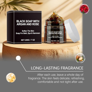 Jabón Negro Marroquí de Marca Privada con Argán y Rosa, Jabón Negro Marroquí para el Cuidado <span class=keywords><strong>Corporal</strong></span>, Limpieza Profunda y Suave - Product Image 2