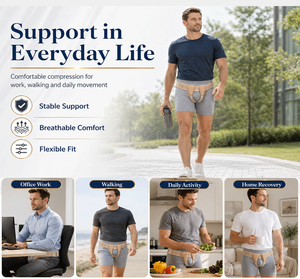 Ceinture de soutien lombaire simple en néoprène pour hommes, attelle de protection sportive pour hernie, avec coussinets de compression amovibles, protège-guêtres et parties inguinales - Product Image 4