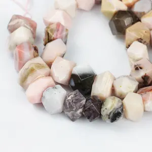 LS-A706 haute qualité rose opale perles à facettes pierres précieuses en vrac perles de pierre naturelle brins pour la fabrication de bijoux