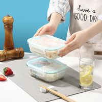 Boîte à bento en verre transparent avec couvercle en plastique, compatible micro-ondes, chauffable, grande capacité, anti-fuite, pour préparation de repas, alimentation saine, isolée, écologique