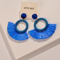 Pendientes de Aleación de Zinc con Flecos de Crochet Estilo Boho, Juego de Joyería Vintage con Borlas Largas Hechas a Mano, Unisex