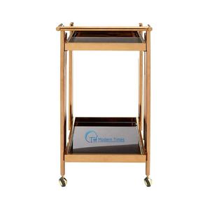 Chariot de bar de service en verre personnalisé 2025 de luxe moderne et durable en acier inoxydable pour la cuisine et le salon - Product Image 3