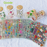 Transferts UV DTF Goode Halloween pour gobelets de 16 oz, motifs de dessins animés, écologiques, durables, résistants aux rayures, gaufrés, imperméables, à frotter