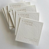 Cartes de visite de luxe personnalisées en papier texturé floral gaufré et débossé, impression typographique, dorure à chaud, invitations, cartes de réserver la date, menus, articles professionnels
