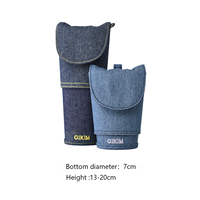 Porte-pinceaux de maquillage en denim résistant à l'eau, étui à pinceaux cosmétiques avec bouton-pression, logo brodé, rangement portable pour pinceaux de voyage