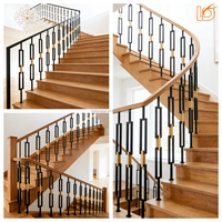 Prix de gros : Balustre d'escalier en fer forgé, maillon de chaîne doré, double rectangle carré, pour rampe d'escalier intérieure en bois