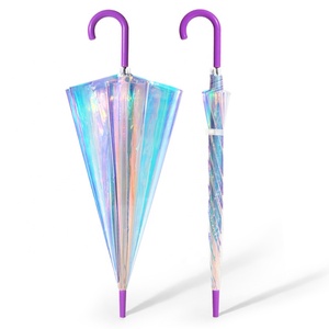 <span class=keywords><strong>Parapluie</strong></span> <span class=keywords><strong>holographique</strong></span> en plastique PVC, Transparent, irisé et de couleur, dégradé coloré, à la mode - Product Image 2