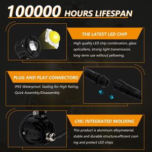 12V Max Power 120W Aluminium Blanc et Jaune Éclairage <span class=keywords><strong>Led</strong></span> <span class=keywords><strong>Lampe</strong></span> Auxiliaire Projecteurs pour Moto - Product Image 3