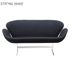 Al por mayor de alta calidad sofá conjunto de base de acero inoxidable de <span class=keywords><strong>2</strong></span> plazas negro sofá de tela - Product Image 1