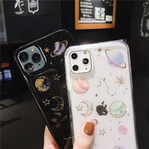 Pianeta luna stelle Glitter custodia per iPhone 15 14 13 12 11 Pro <span class=keywords><strong>Max</strong></span> 7 8 6S Plus custodia morbida TPU trasparente per iPhone XS XR <span class=keywords><strong>MAX</strong></span> - Product Image 5