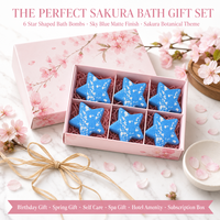Ensemble de bombes de bain personnalisées à la fleur de cerisier Sakura, naturelles et faites à la main, 6 pièces, 80g, bleu, botanique, hydratant, aromatique, étiquette OEM
