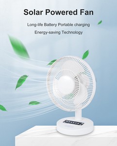 Rechargeable Solar Fan Compact Table With Dual Lighting <b>Bulbs</b> Adjustable 5 Speed Wind Control For Camping Travel Emergency Power - Product Image 5