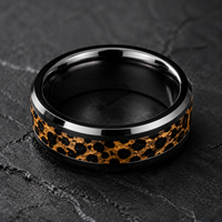 Bague d'éternité personnalisée JLM en acier inoxydable doré à imprimé léopard pour homme et femme – Style affirmé