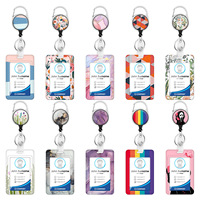 Porte-badge en plastique avec clip rétractable et cordon détachable, protection verticale pour carte, porte-clés, étui pour carte d'identité
