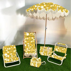 <span class=keywords><strong>Parasol</strong></span> de plage vintage haut de gamme personnalisé en bois avec franges et pompons, chaise, tente en toile anti-<span class=keywords><strong>UV</strong></span> <span class=keywords><strong>50</strong></span>+, sac isotherme pour fête - Product Image 4