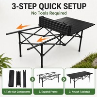 Grenzüberschreitender Outdoor-Klapptisch aus Kohlenstoffstahl im Glamping-Stil, Multifunktionaler, Langlebiger und Tragbarer Tisch mit Stühlen