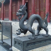 Sculpture de dragon en bronze de conception chinoise ancienne, longueur 150 cm, statue en bronze poli sur pied, personnalisable