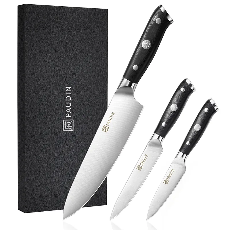 Paudin Super Sharp Chef Couteau Cuisine Professionnelle Allemand Japonais G10 Poignée Damas Acier Laser Motif Couteau Couteaux De Cuisine