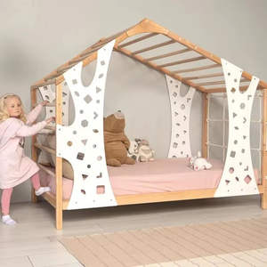 <span class=keywords><strong>Lit</strong></span> d'activités <span class=keywords><strong>Montessori</strong></span> classique en bois avec mur d'escalade - <span class=keywords><strong>Lit</strong></span> de jeu pour enfants adapté aux enfants de 2 à 4 ans - Product Image 1