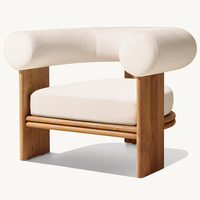 Ensemble canapé de luxe en teck nature au design nordique canapé de jardin en bois massif table de feu mobilier d'hôtel lit lounge