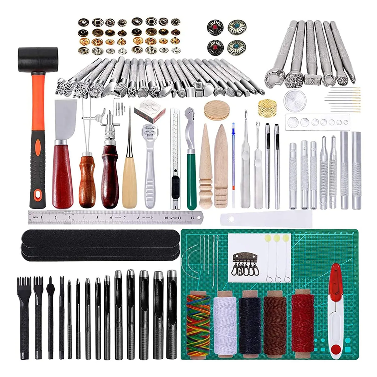 Kit de ferramentas de couro diy, artesanato de couro, costura, perfurador diy, ferramentas de couro L-010, 148 peças