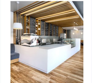 Meubles de Bar blancs, comptoir de Bar Commercial d'intérieur, avec réfrigérateur et vitrine en verre, 2 pièces - Product Image 1