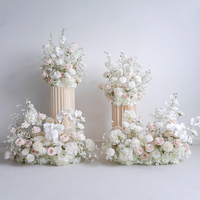 Arrangement personnalisé de fleurs d'hortensia rose blanche Centre de table de mariage de fleurs artificielles Centre de table boule de fleurs