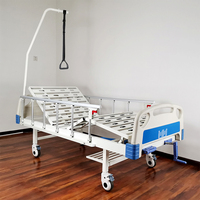 Tempat Tidur Rumah Sakit Manual Monkey Pole Harga Murah Hebei dengan Dua Pengaturan, Rangka Besi, Engkol Baja Anti Karat, dan Roda dengan Rem